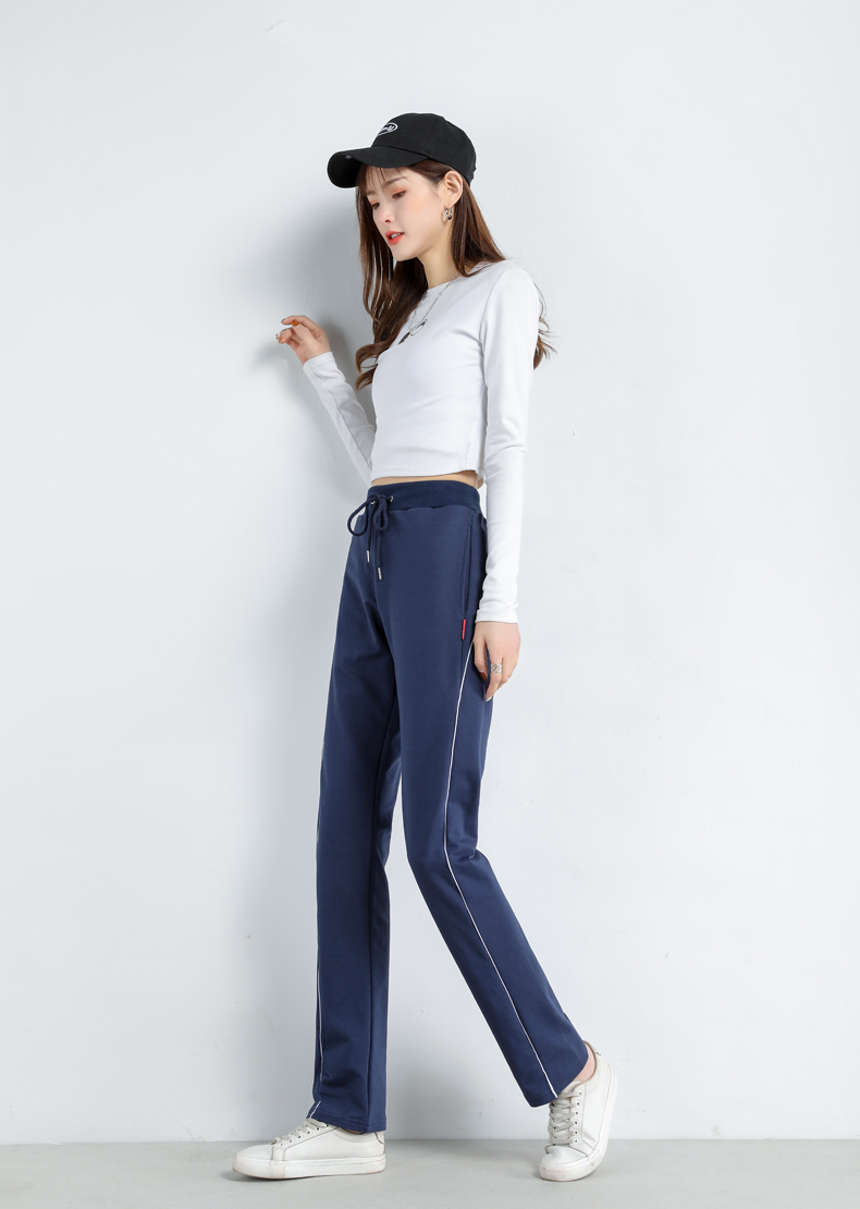 Straight striped loose sports casual trousers for women G32-908