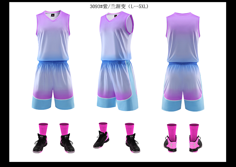 Sports quick-drying perspiration-wicking gradient basketball uniform suit for adults 49-3093