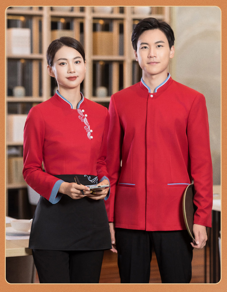 Sea wave flower long-sleeved catering waiter work clothes H01-2022-31 female