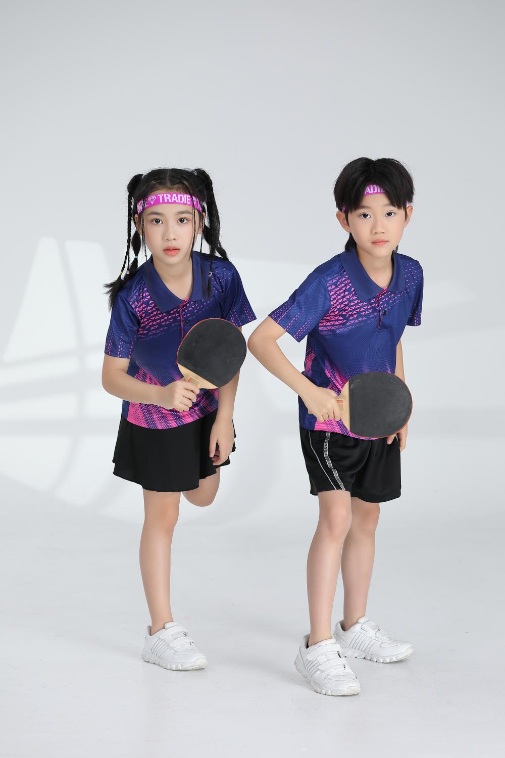 Short-sleeved lapel breathable quick-drying badminton suit 120-1897 children