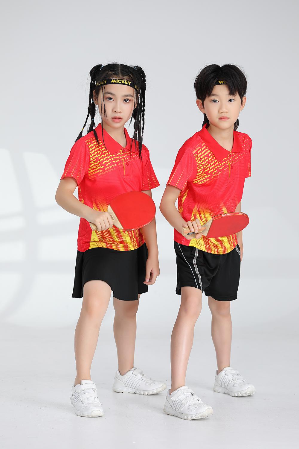 Short-sleeved lapel breathable quick-drying badminton suit 120-1897 children