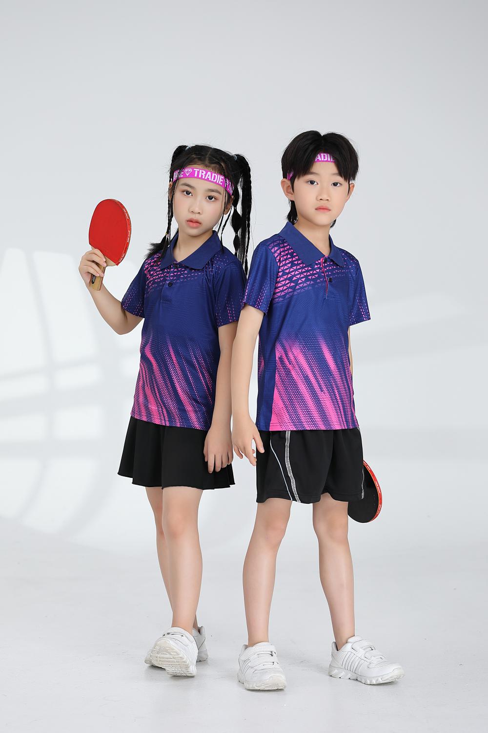 Short-sleeved lapel breathable quick-drying badminton suit 120-1897 children