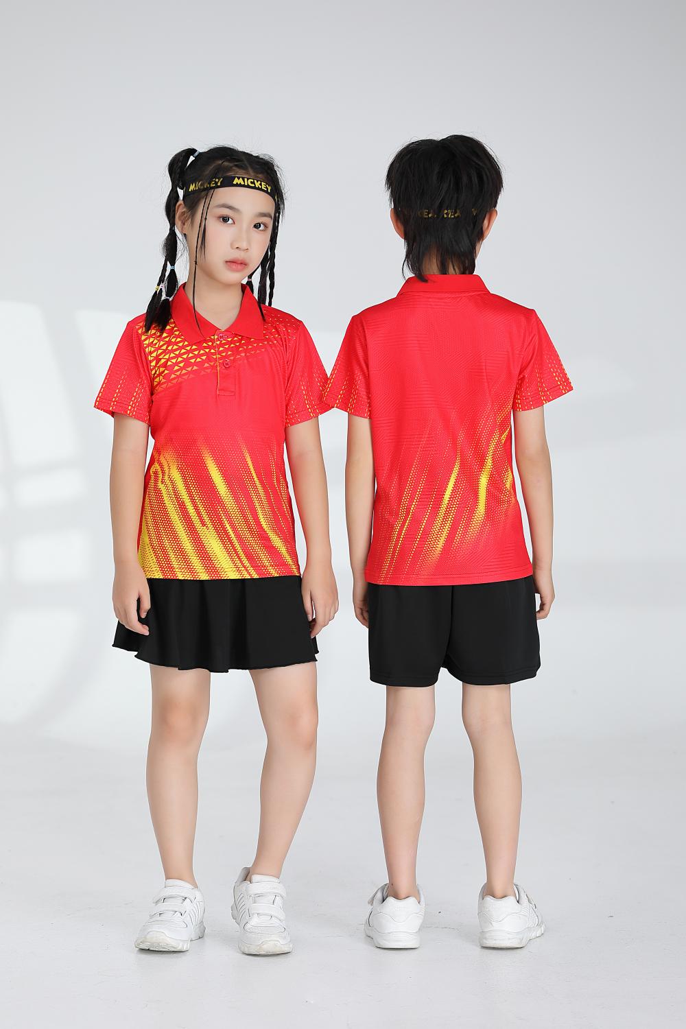 Short-sleeved lapel breathable quick-drying badminton suit 120-1897 children