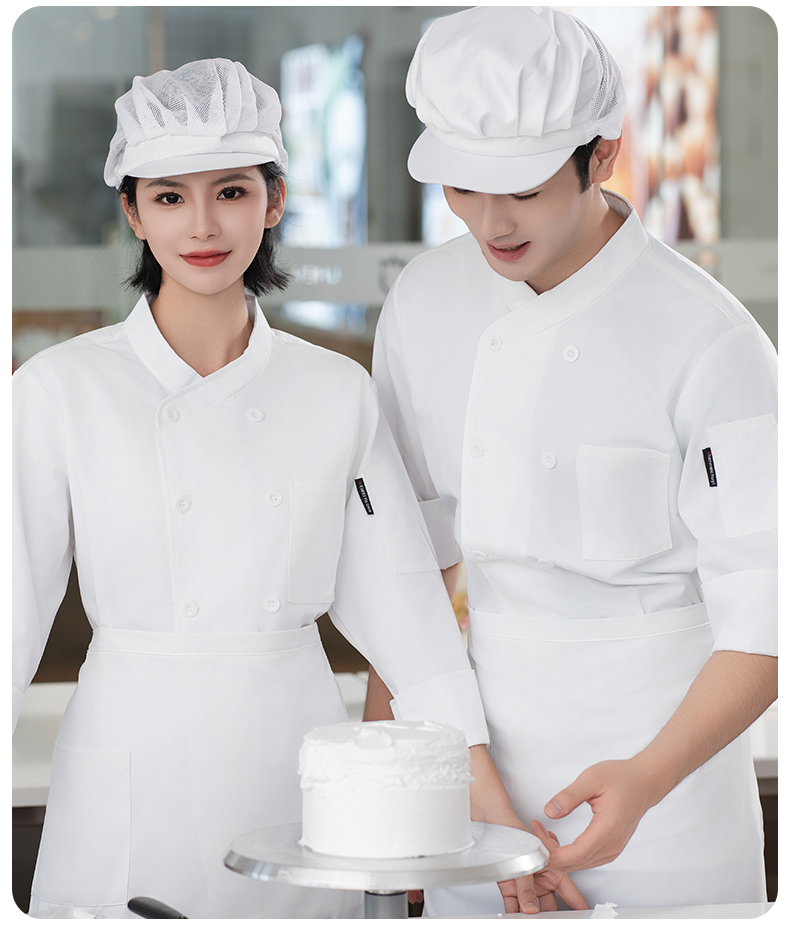 Solid color oblique collar long sleeve chef uniform H20-C19-517