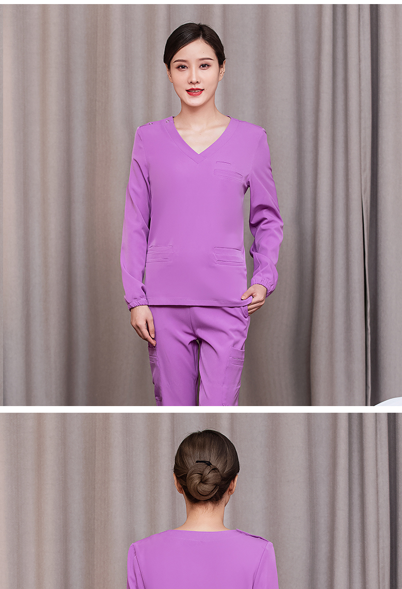 Solid color technician uniform long sleeve suit H10-24022