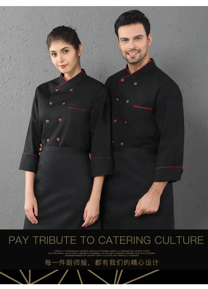 Hemmed long-sleeved chef top H12-C0202010