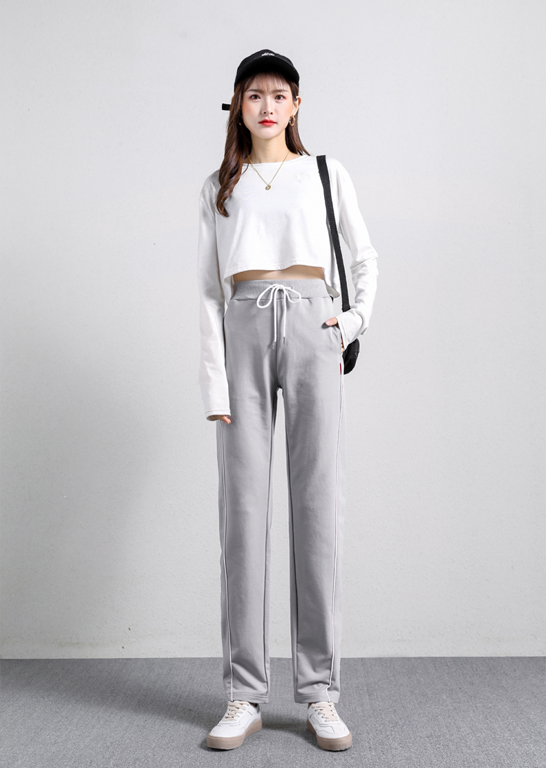 Straight striped loose sports casual trousers for women G32-908