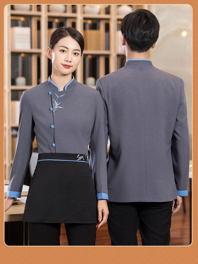 Embroidered bamboo catering waiter work clothes H01-2022-34 female