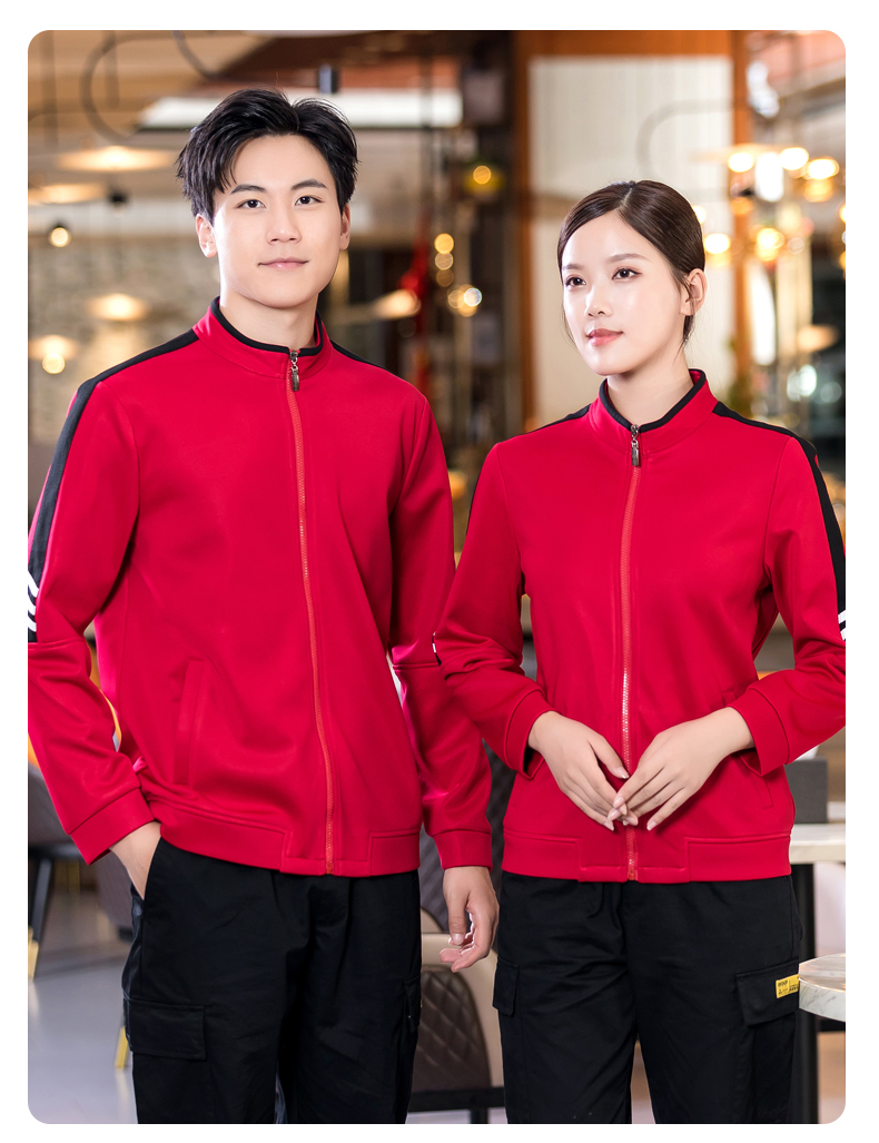 Three-bar sweatshirt catering waiter work clothes H01-2022-40 female