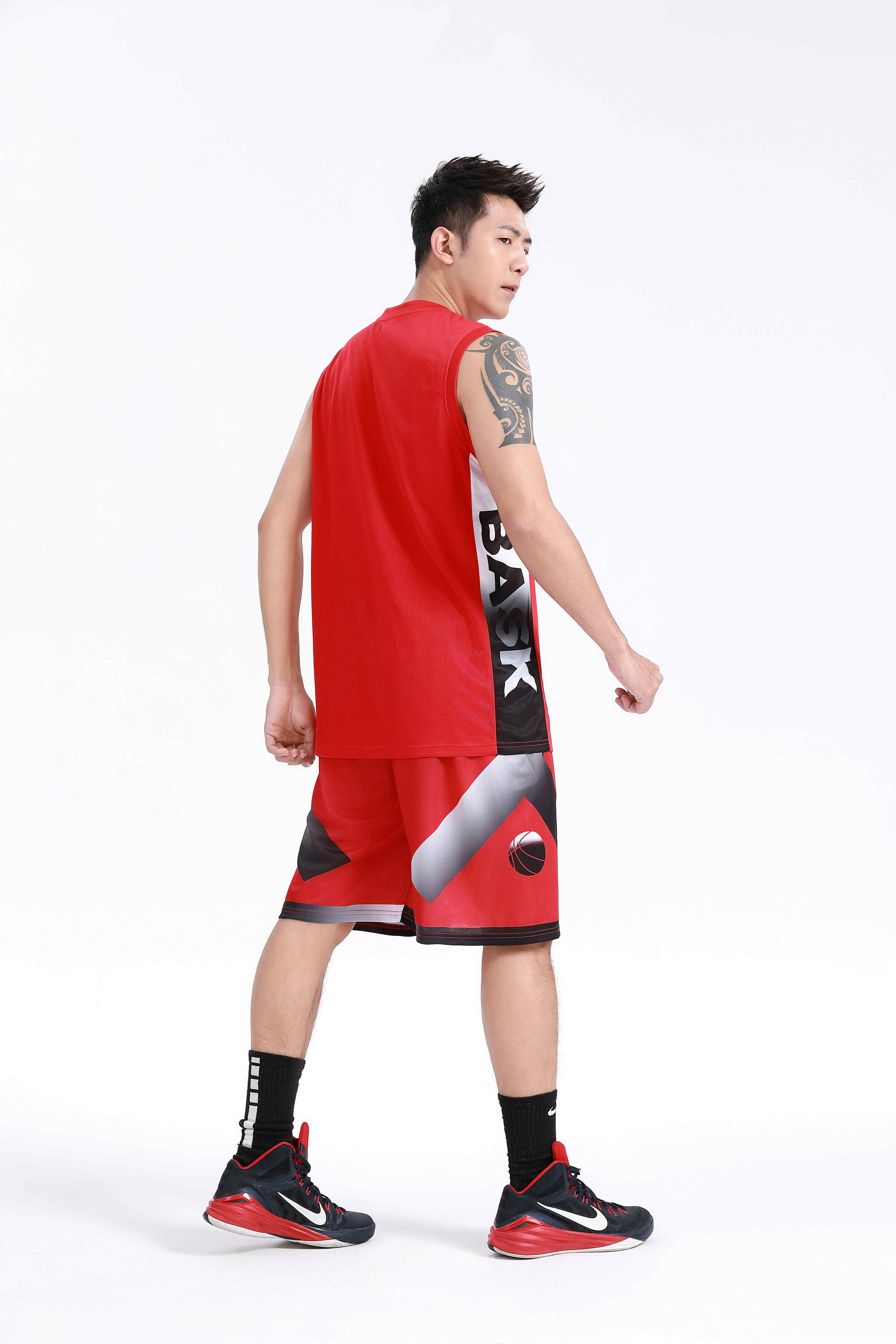 Side printed letters basketball uniform suit adult GY6-8450