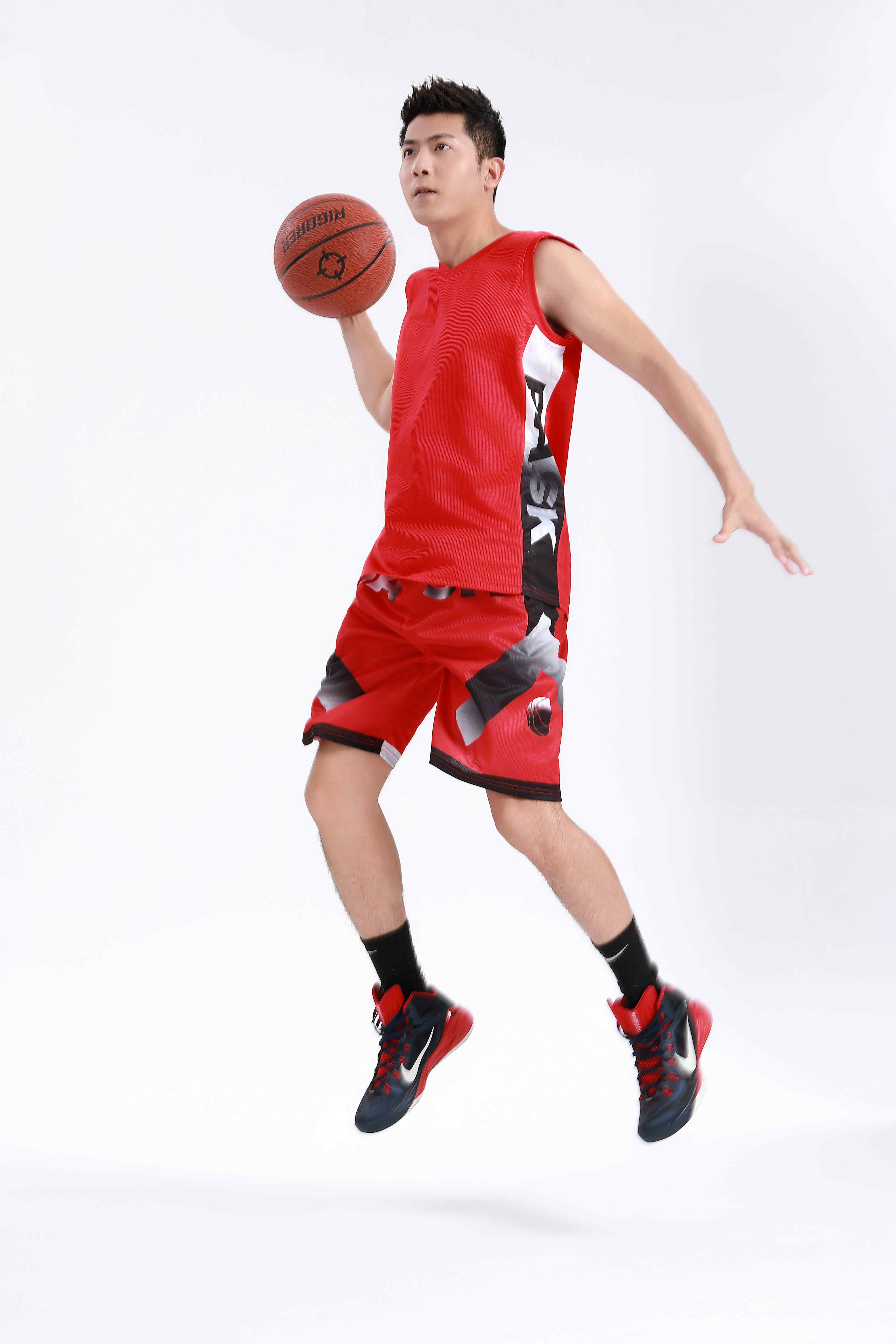 Side printed letters basketball uniform suit adult GY6-8450