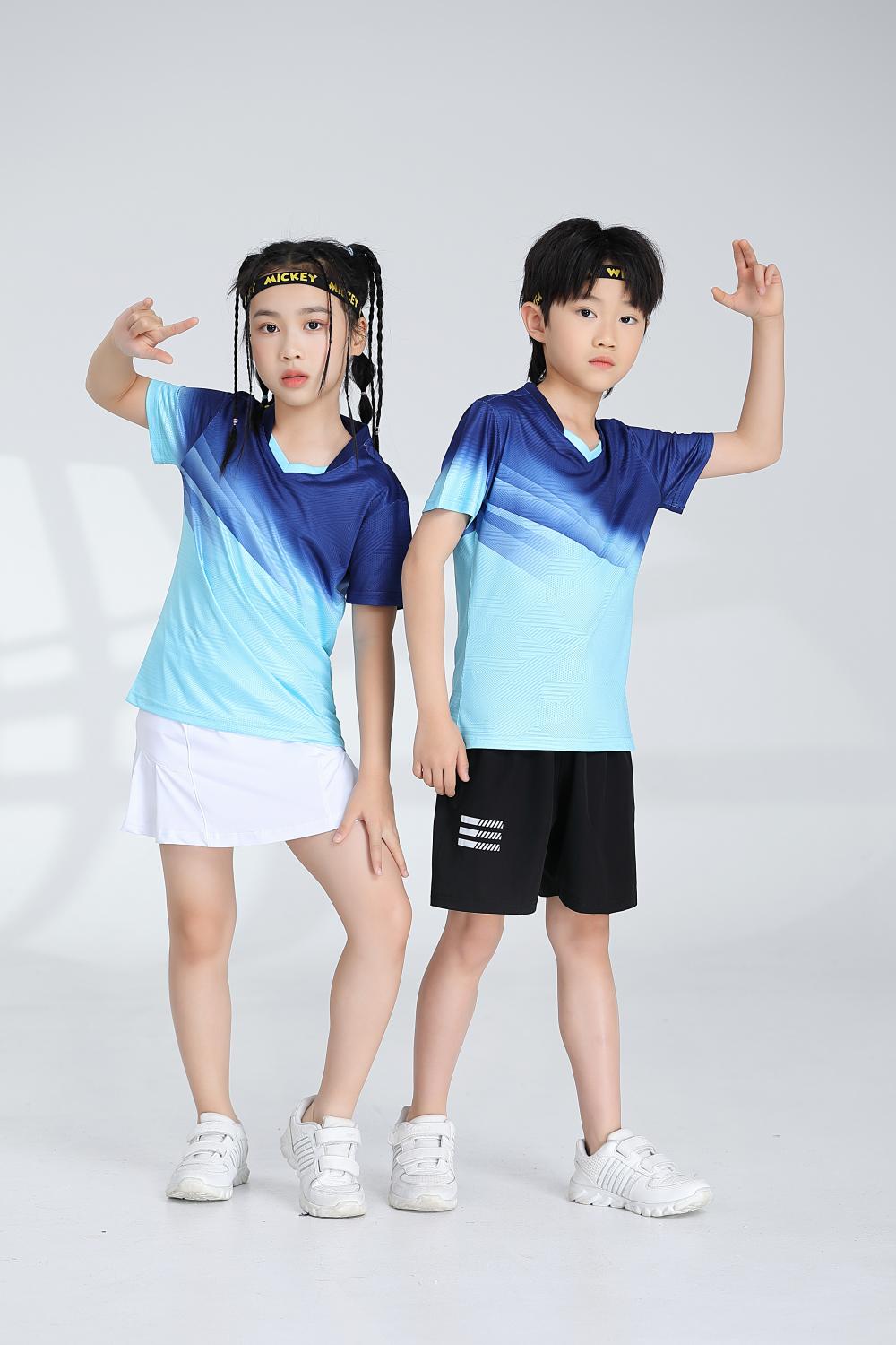 Sports quick-drying short-sleeved V-neck training suit badminton suit 120-1896 children