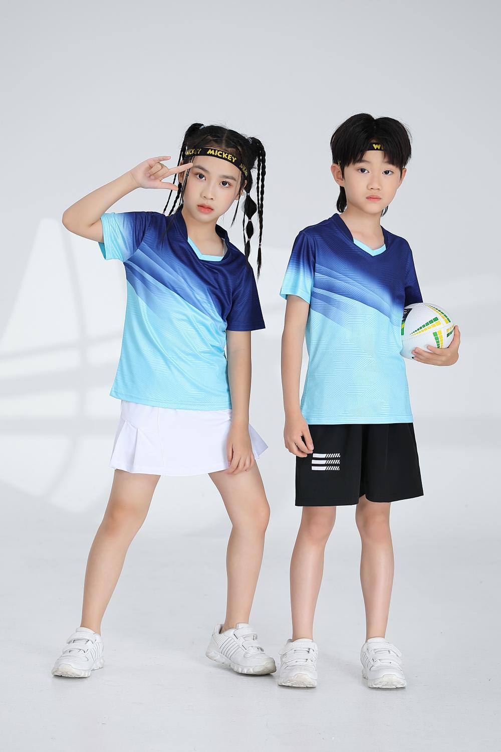 Sports quick-drying short-sleeved V-neck training suit badminton suit 120-1896 children