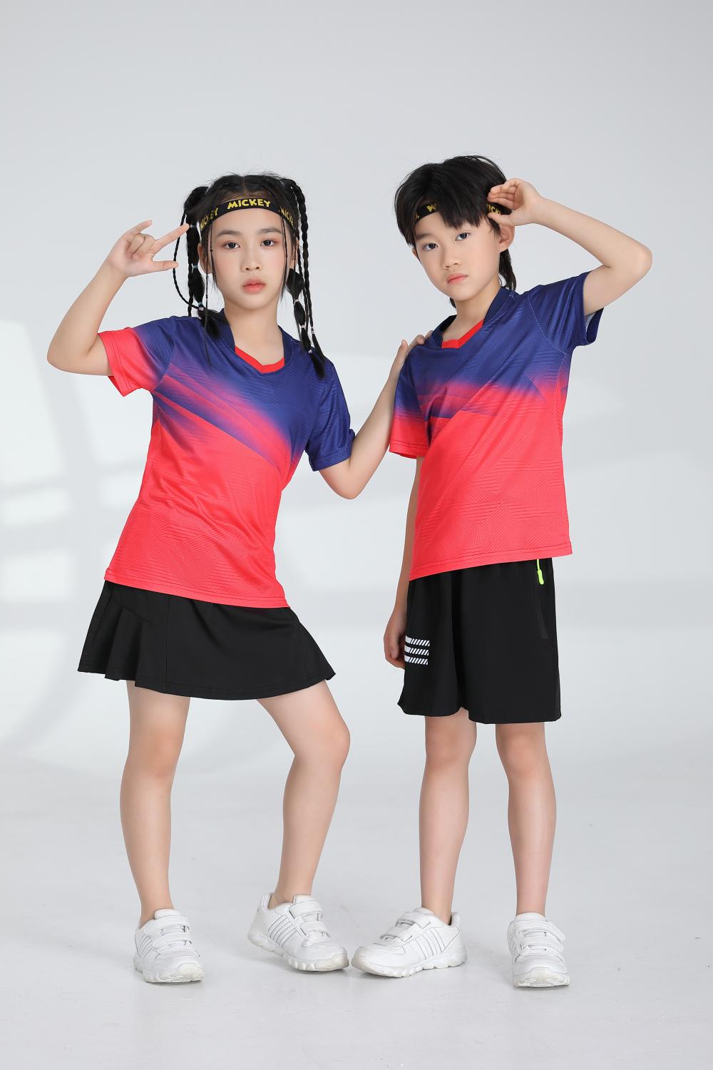 Sports quick-drying short-sleeved V-neck training suit badminton suit 120-1896 children