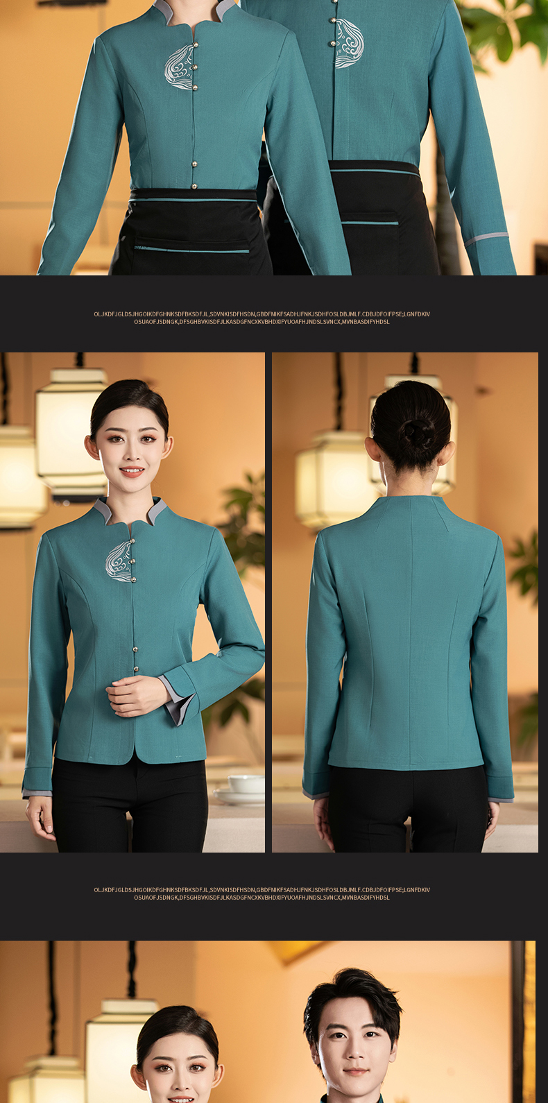 Long-sleeved waiter work clothes top for women H27