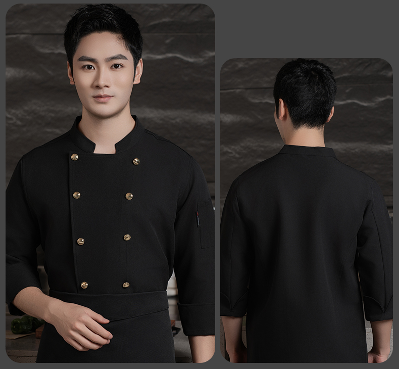 Double-breasted gold-buttoned long-sleeved chef uniform H20-C24-5078