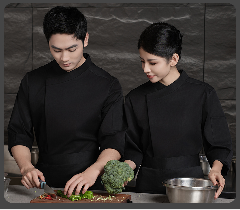 Cotton mid-length sleeves solid color long-sleeved chef uniform H20-C24-5082