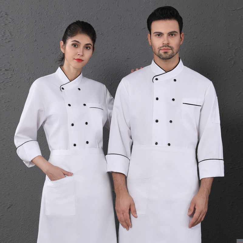 Hemmed long-sleeved chef top H12-C0202010