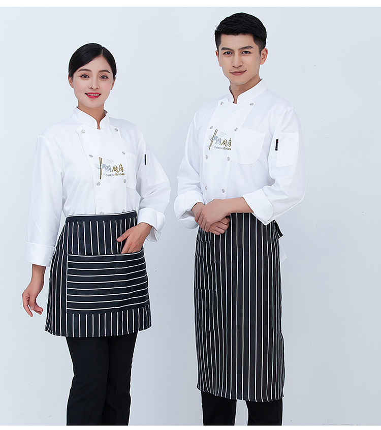 Polyester Chinese kitchen back kitchen Chinese restaurant long sleeve chef uniform top H03-C0202059