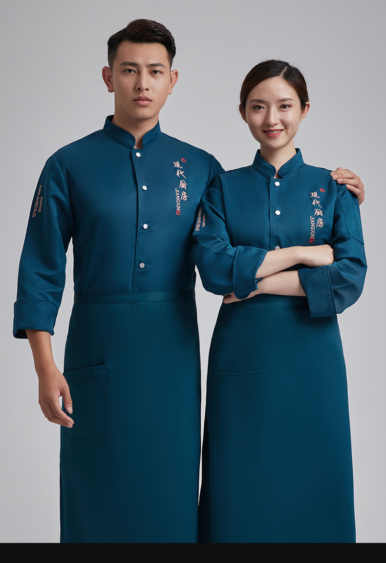 Comfortable single row kitchen long sleeve chef uniform top H03-L033