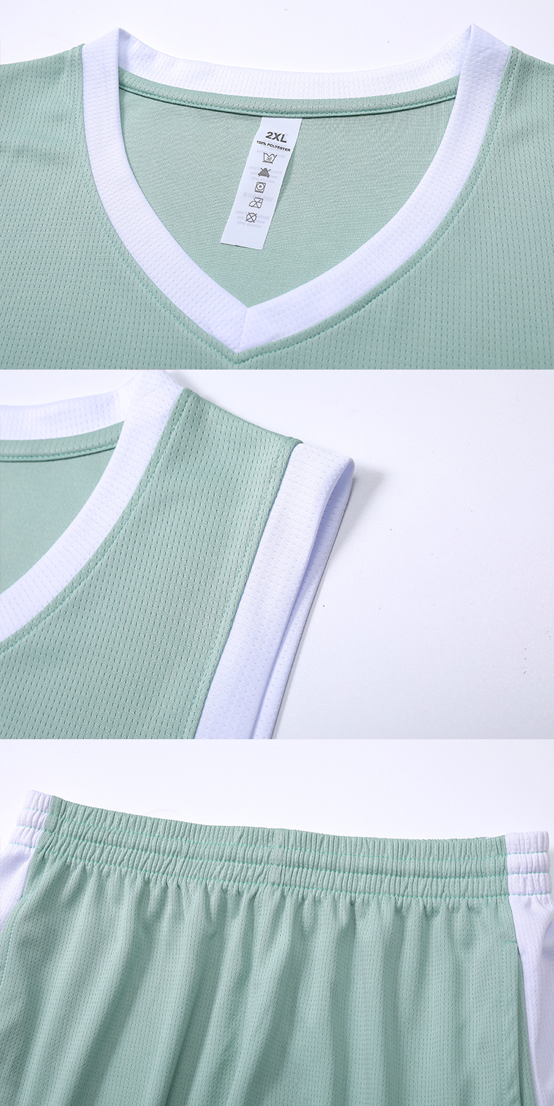 Contrast color V-neck sports basketball suit G13-895