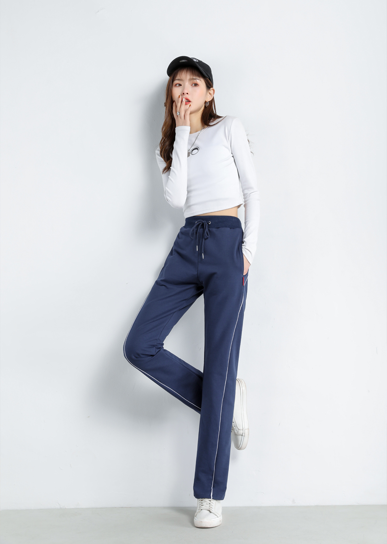 Straight striped loose sports casual trousers for women G32-908