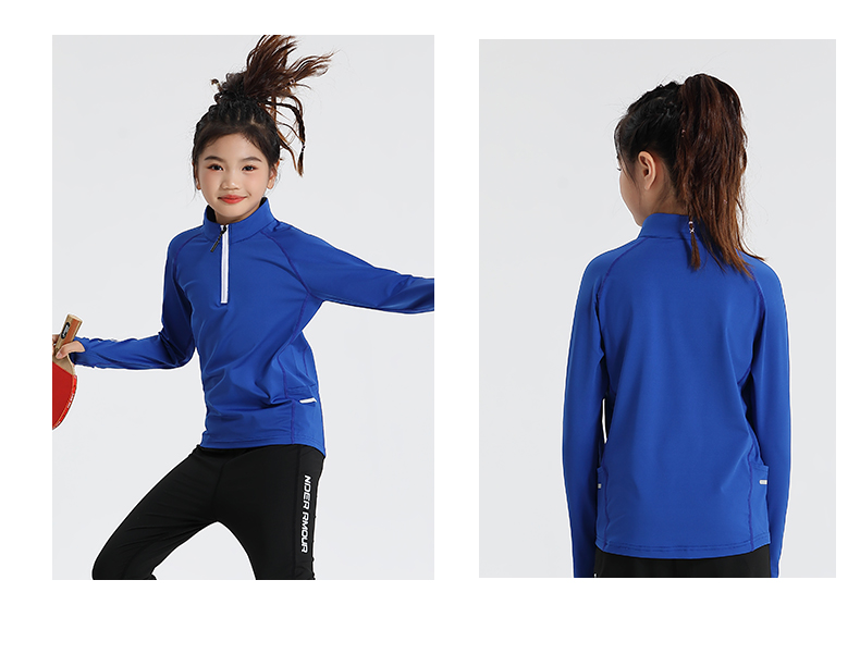 Fitness quick-drying fitness small high collar half zip training long sleeve (European size) GB3-9792