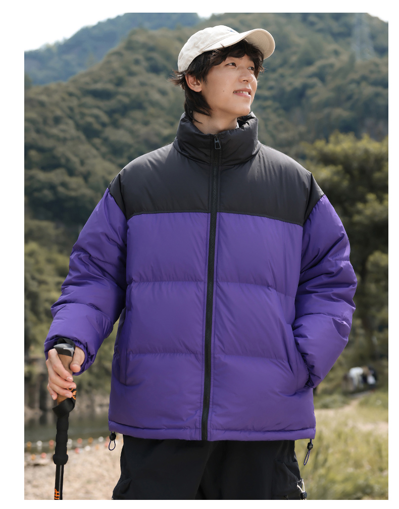 New national standard 90 white duck down color matching stand collar down jacket couple thickened bread coat KA2-8601F