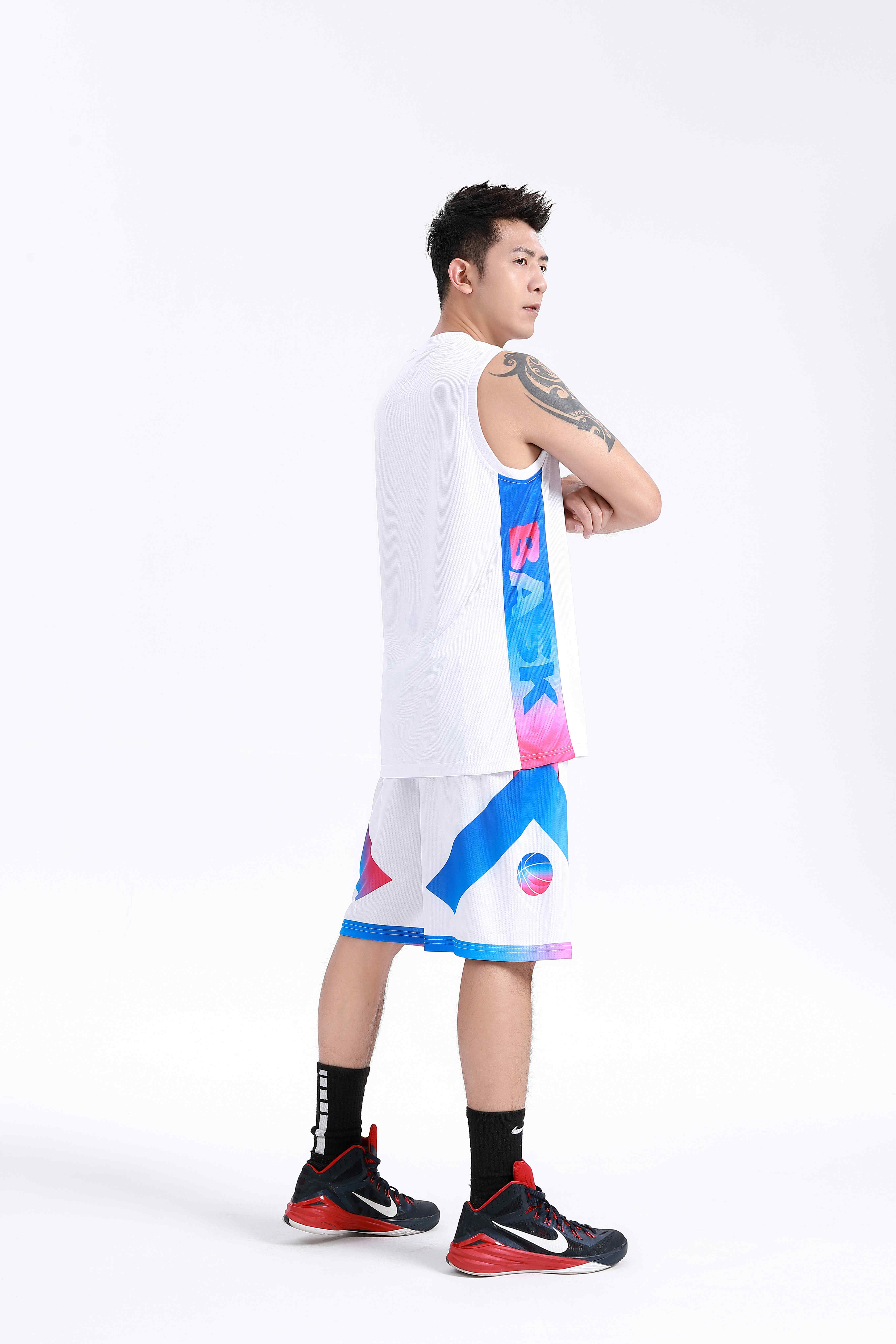 Side printed letters basketball uniform suit adult GY6-8450