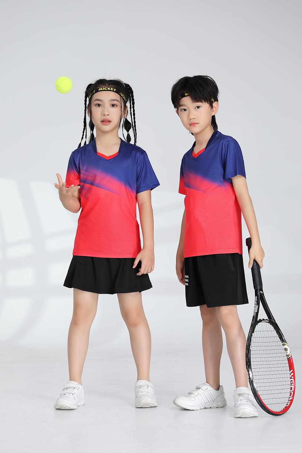 Sports quick-drying short-sleeved V-neck training suit badminton suit 120-1896 children