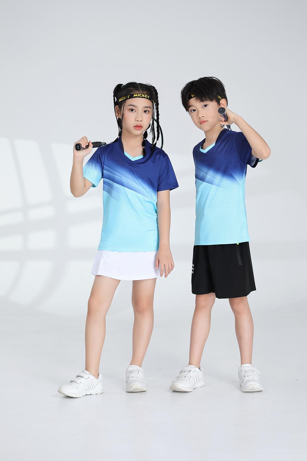 Sports quick-drying short-sleeved V-neck training suit badminton suit 120-1896 children