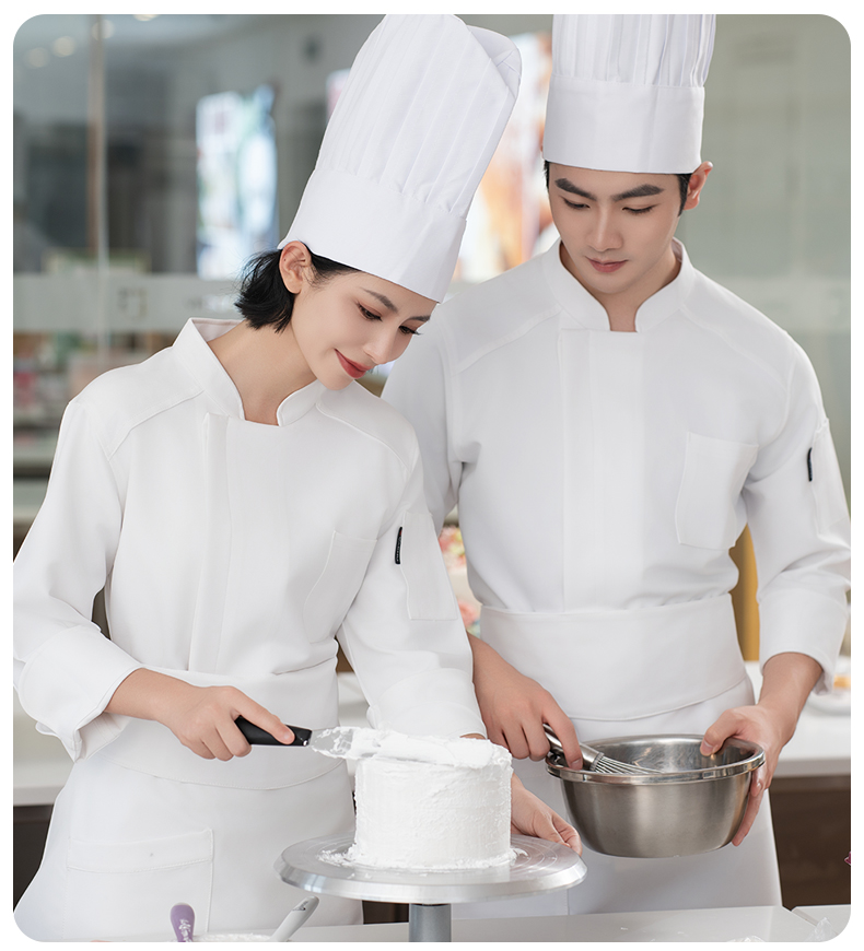 Elastic solid color long-sleeved chef uniform H20-C24-5072