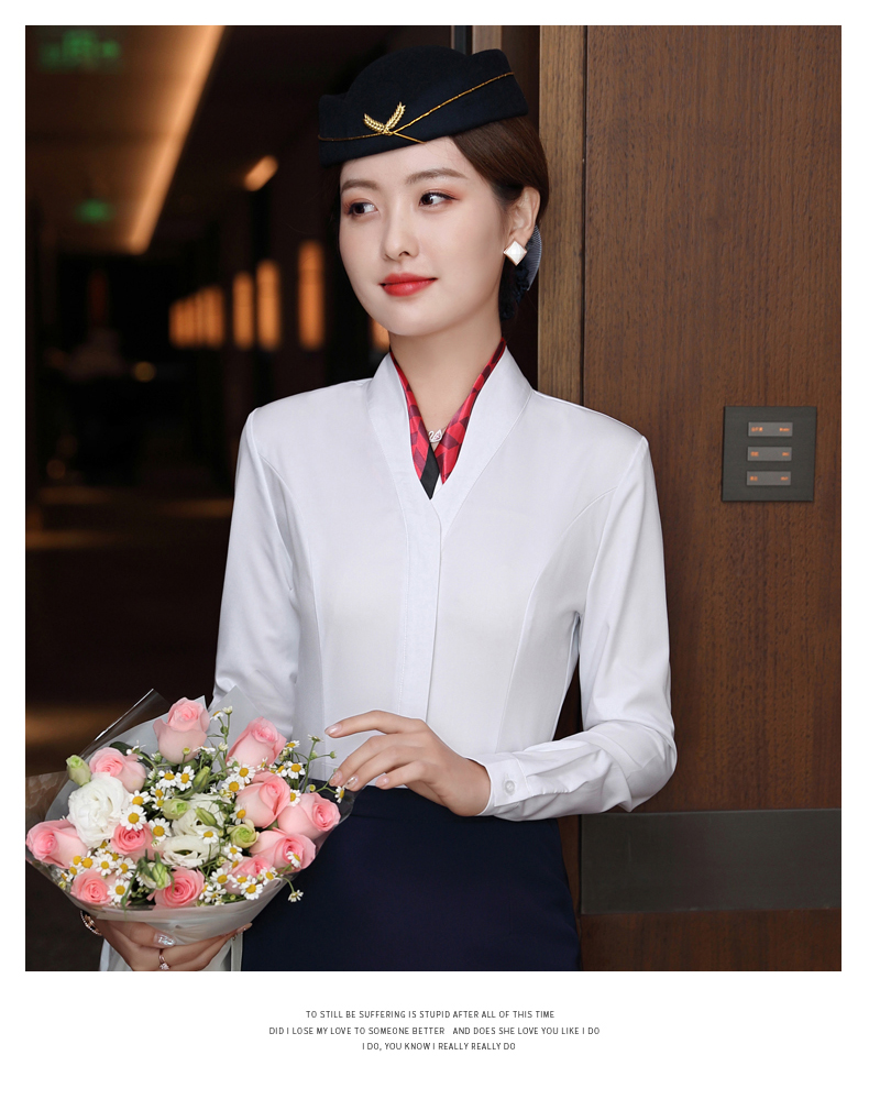 Stewardess professional slim temperament commuter shirt DL1-6108 long-sleeved shirt female (including scarf)