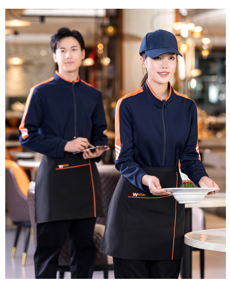 Three-bar sweatshirt catering waiter work clothes H01-2022-40 female