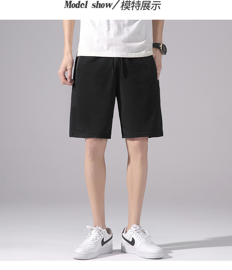 Quick-drying elastic pocket zipper drawstring sports shorts KD2-RZ021