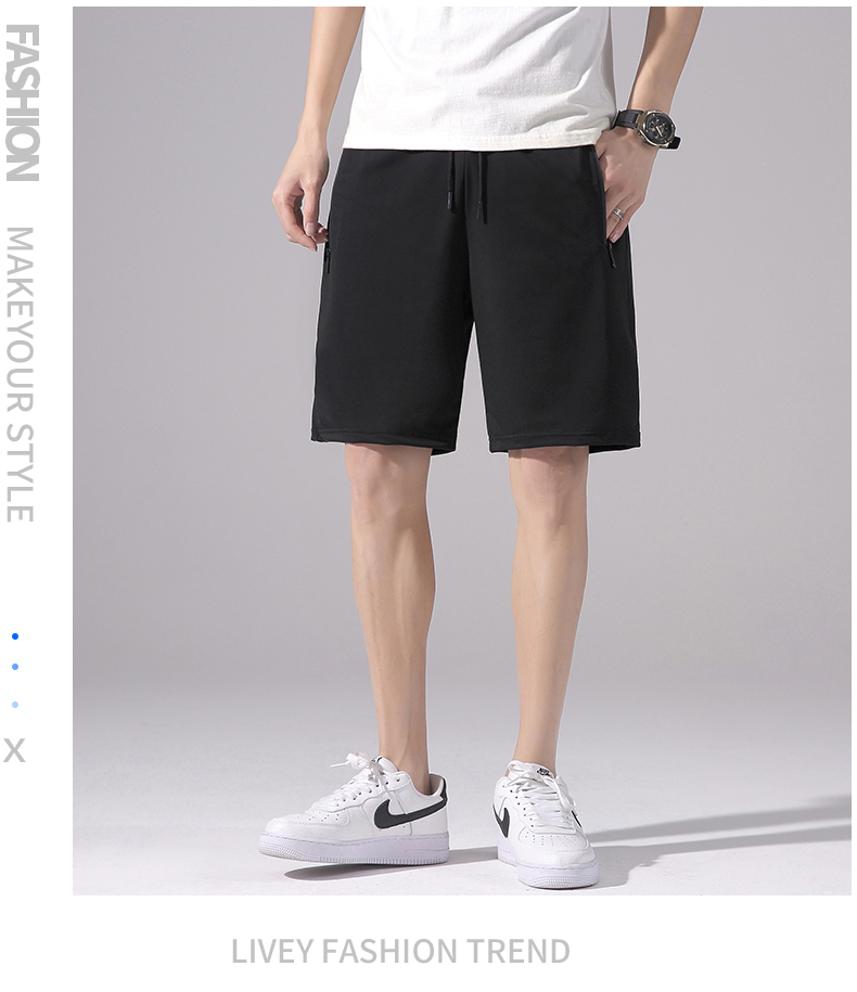 Quick-drying elastic pocket zipper drawstring sports shorts KD2-RZ021