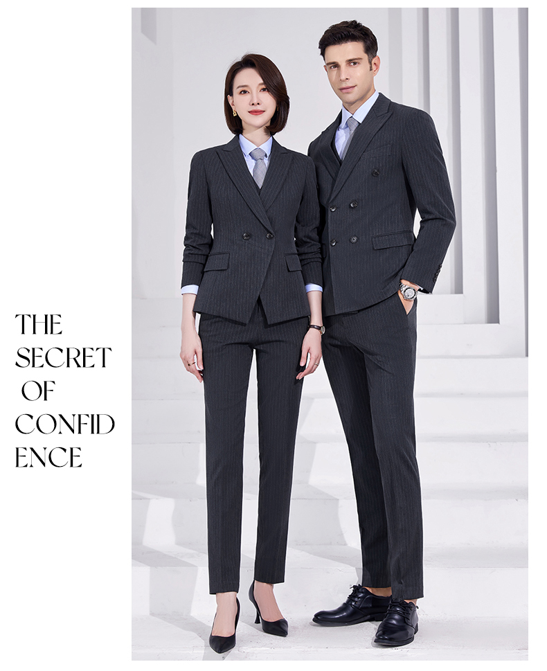 Double-breasted business striped suit vest 81-8966 men suit trousers