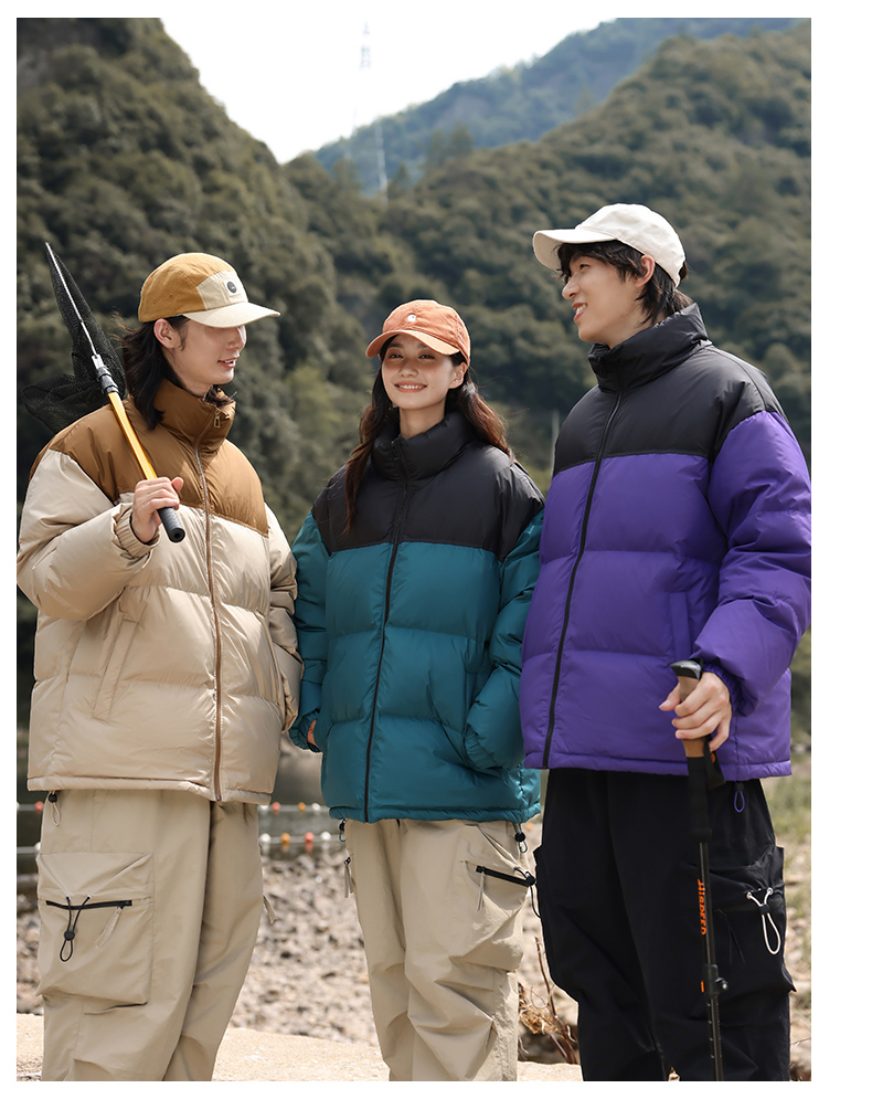 New national standard 90 white duck down color matching stand collar down jacket couple thickened bread coat KA2-8601F