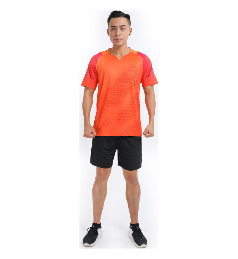 Polyester-spandex pinhole fabric V-neck outdoor sports short-sleeved top GB8-2903 men