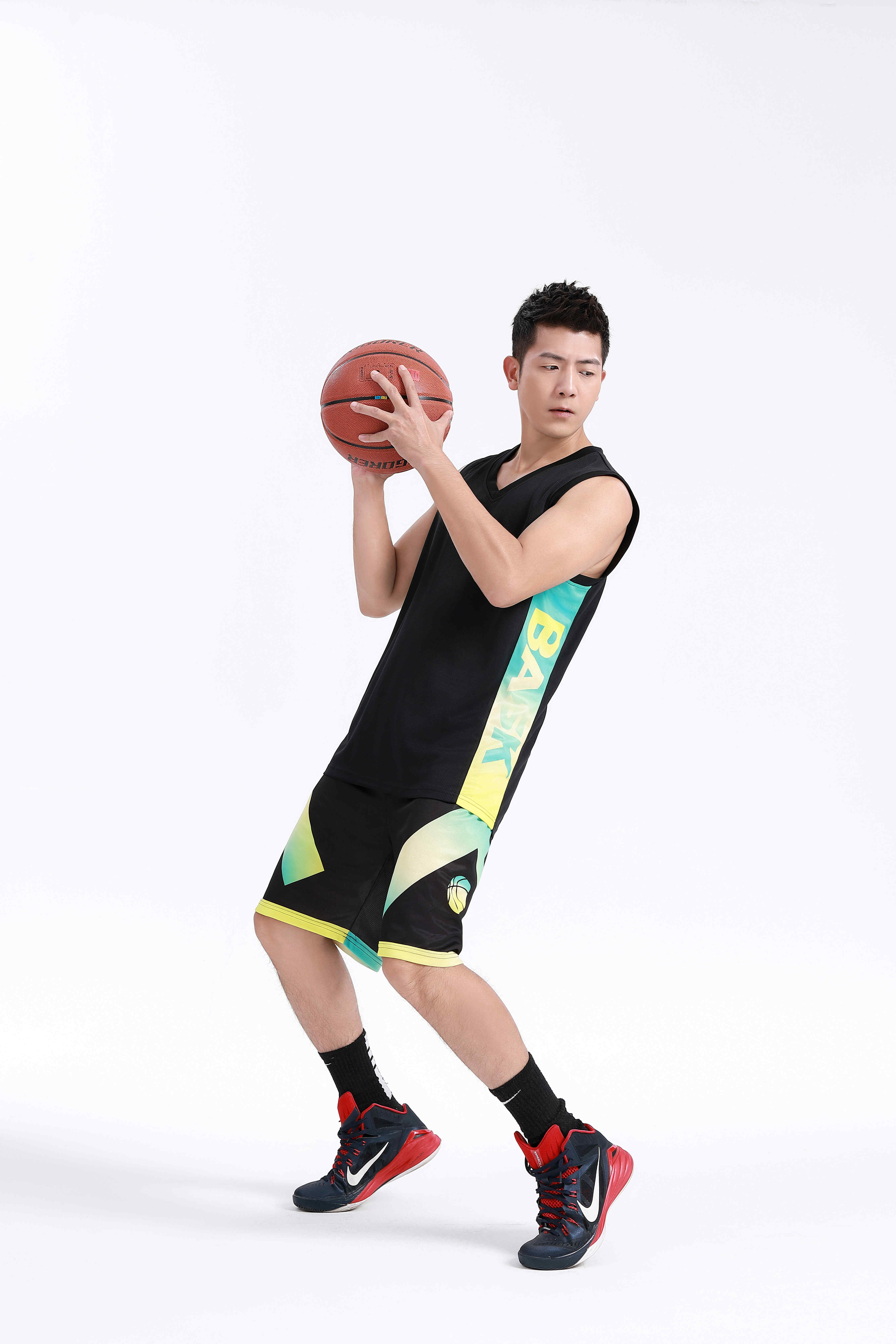 Side printed letters basketball uniform suit adult GY6-8450