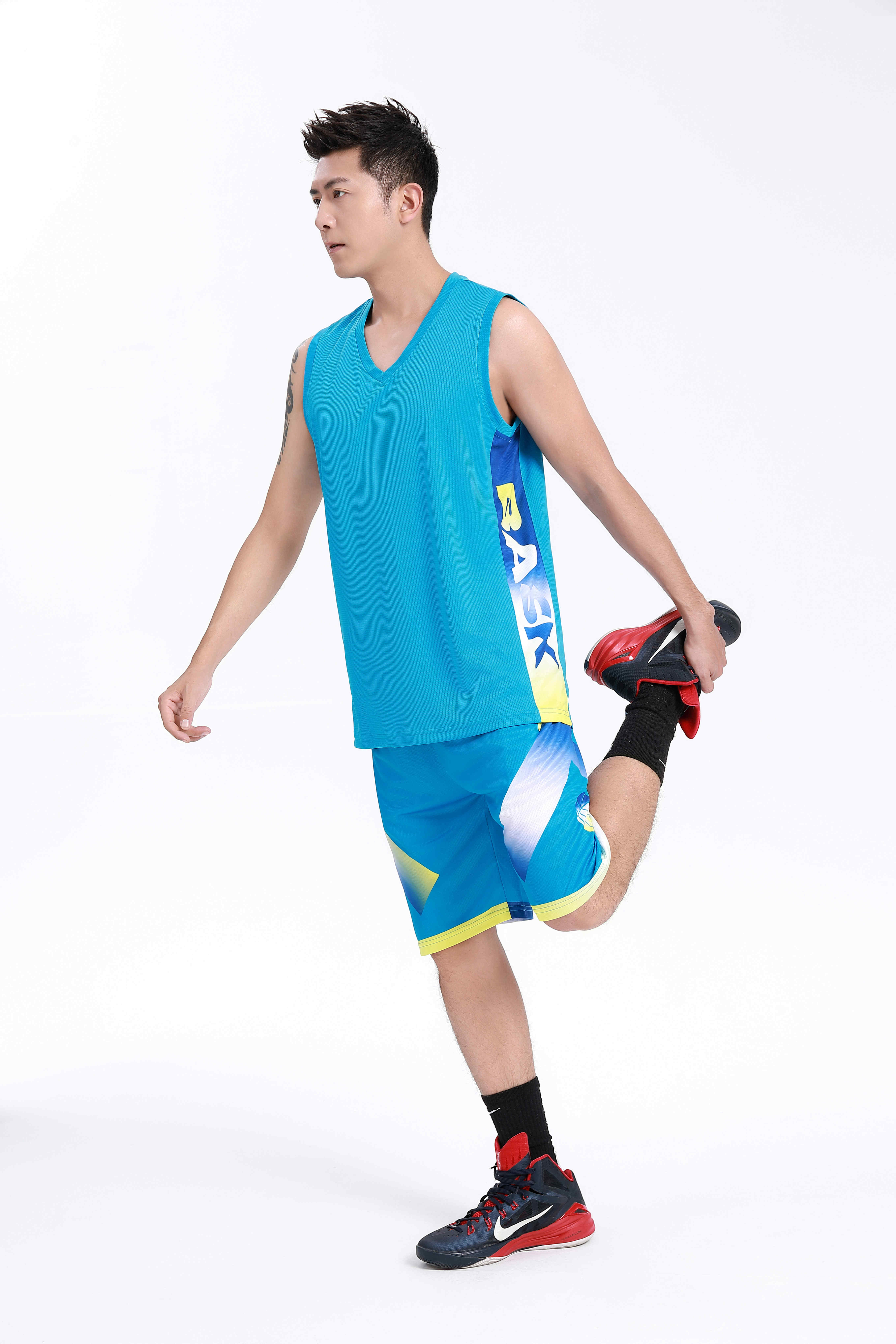 Side printed letters basketball uniform suit adult GY6-8450