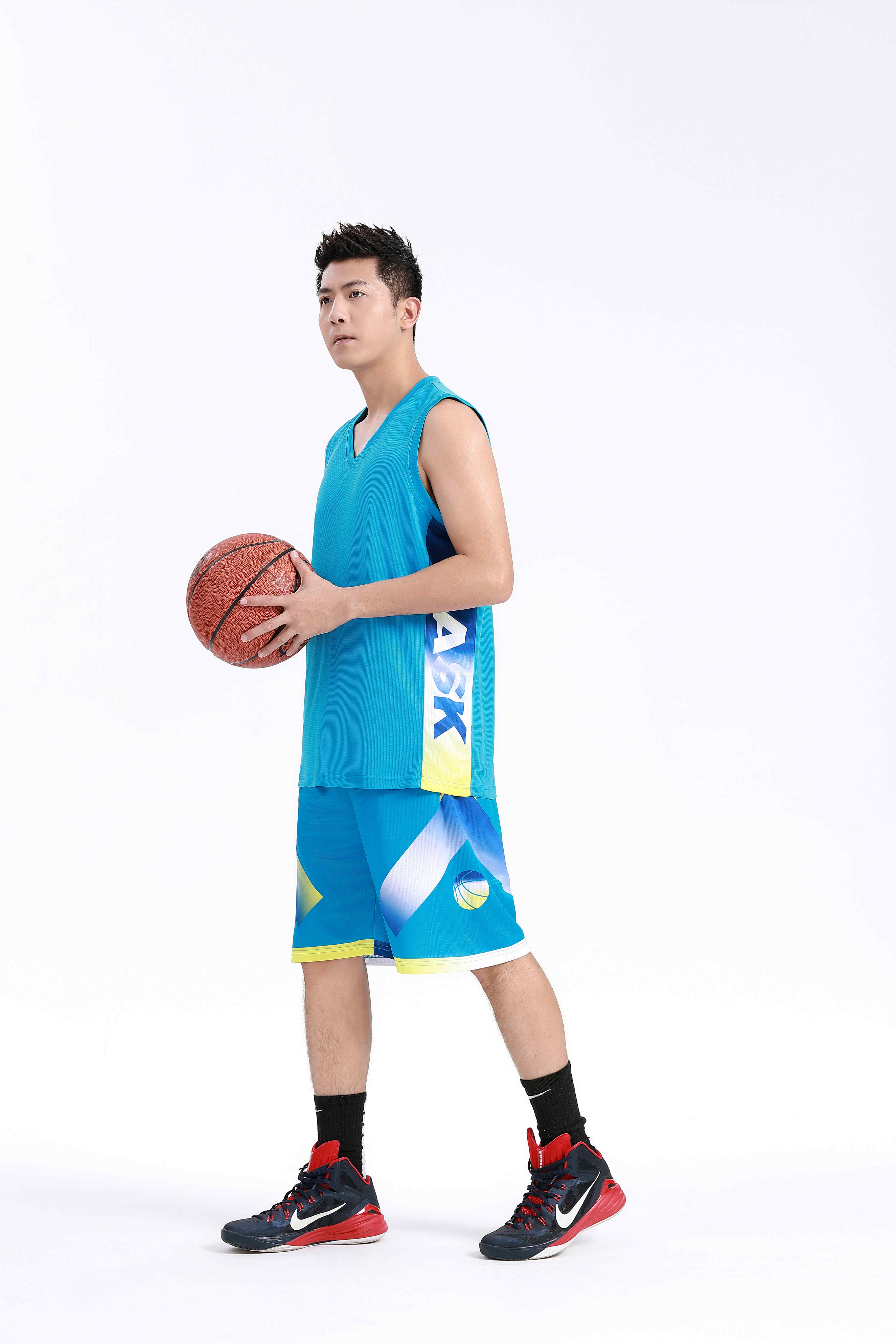 Side printed letters basketball uniform suit adult GY6-8450