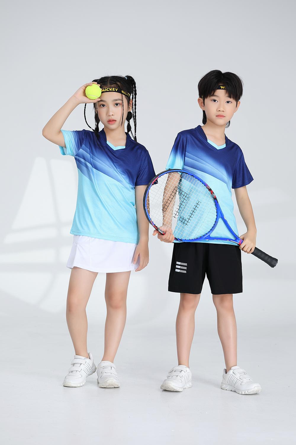 Sports quick-drying short-sleeved V-neck training suit badminton suit 120-1896 children