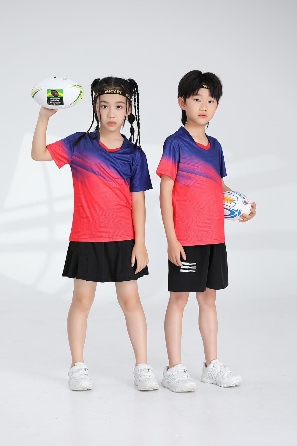 Sports quick-drying short-sleeved V-neck training suit badminton suit 120-1896 children