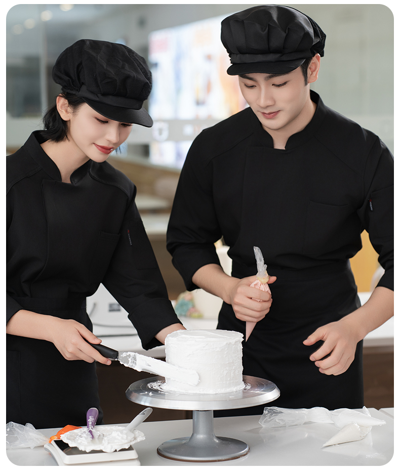 Elastic solid color long-sleeved chef uniform H20-C24-5072