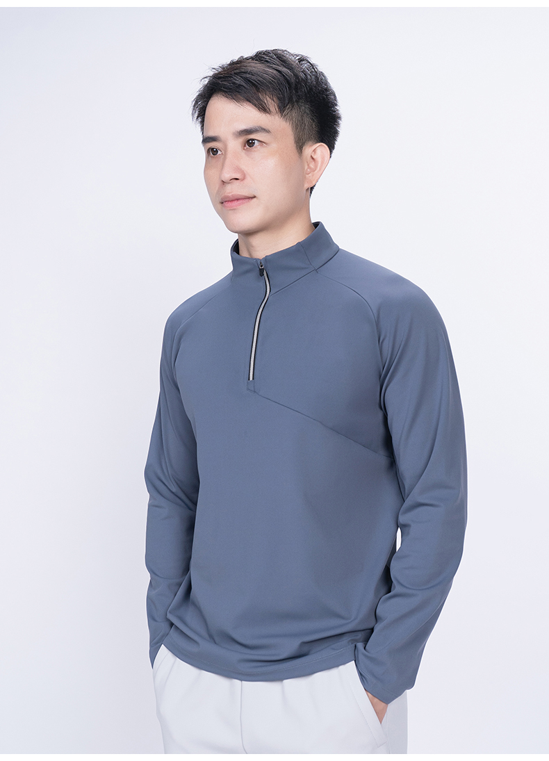 280g Cool Yoga Double Skin Grinding Solid Color Half Zipper Long Sleeve KD4-88110