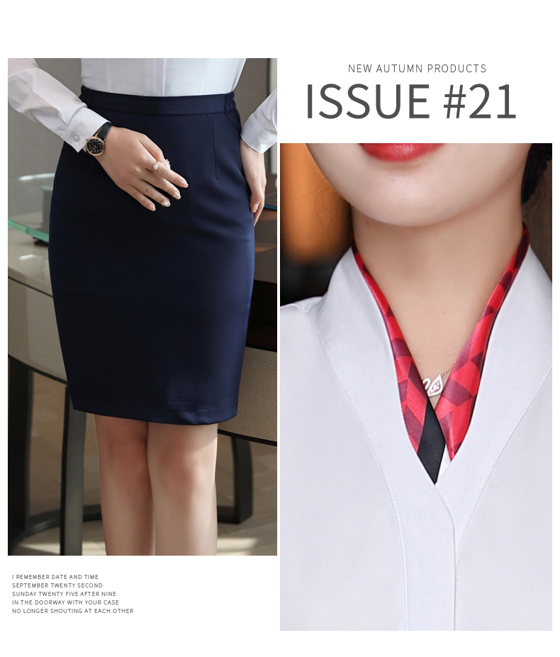 Stewardess professional slim temperament commuter shirt DL1-6108 long-sleeved shirt female (including scarf)