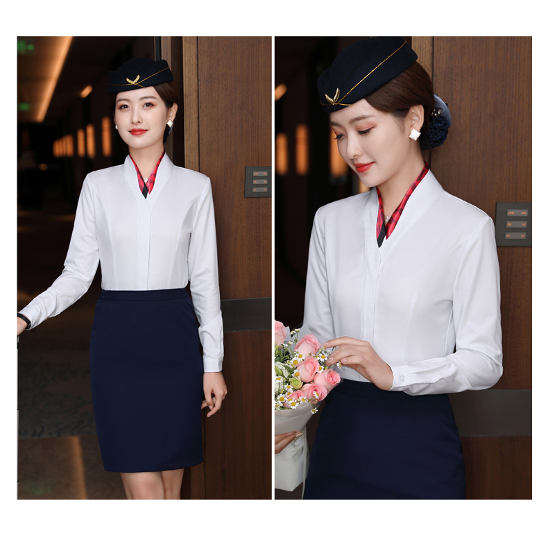 Stewardess professional slim temperament commuter shirt DL1-6108 long-sleeved shirt female (including scarf)