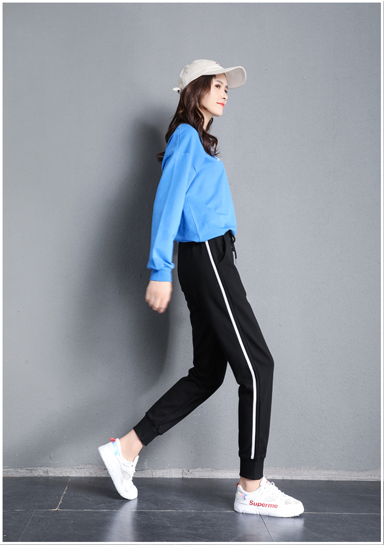 Thin side stripe loose sports casual trousers for women G32-842