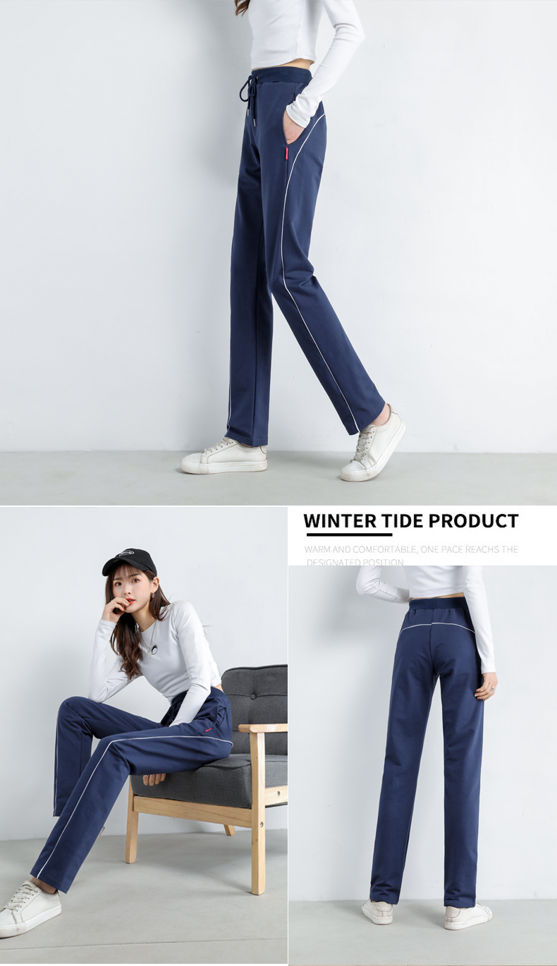 Straight striped loose sports casual trousers for women G32-908